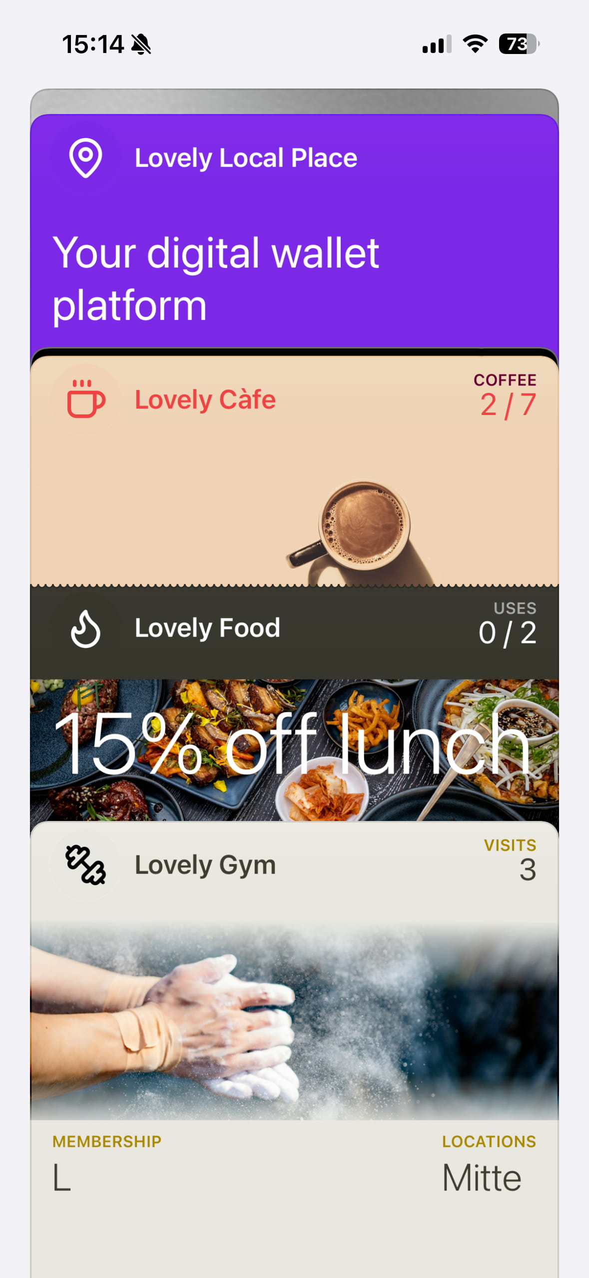 Apple Wallet showing Loyably loyalty cards
